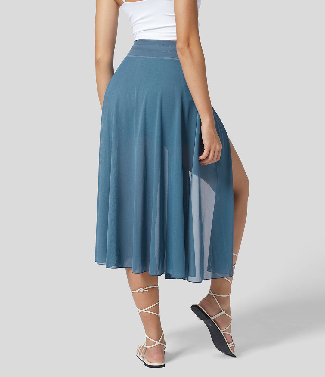 Chicer hochtaillierter 2-in-1 Fließender Sommer Midi-Rock, ideal für Urlaub & Freizeit.