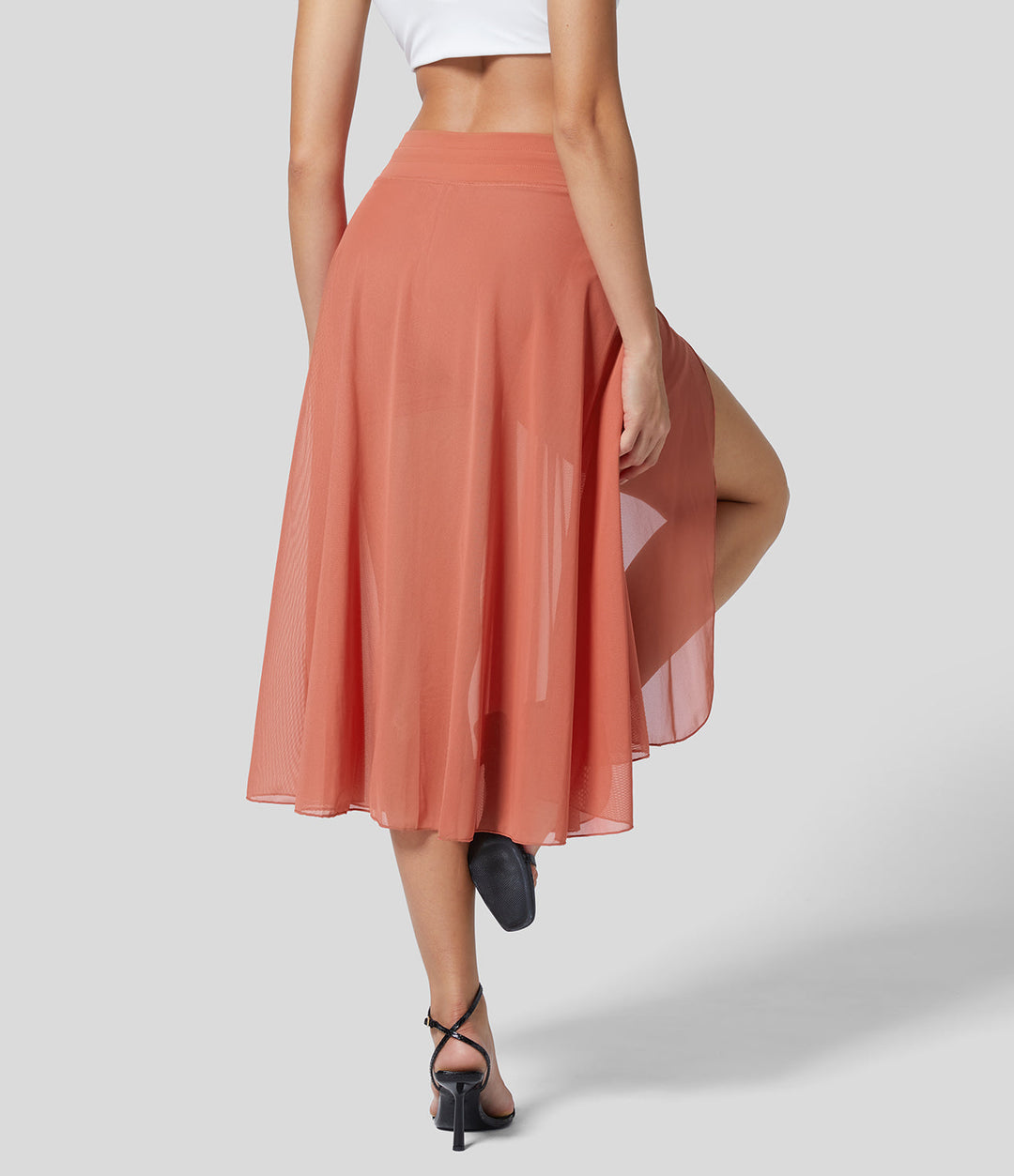 Stylischer Damenrock, hochtailliert und fließend, 2-in-1, für einen anspruchsvollen Look.