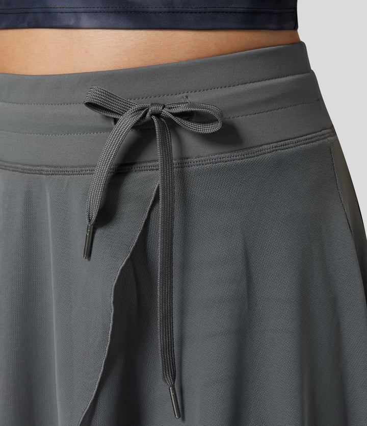 Eleganter fließender Damen-Sommerrock, hochtailliert, 2-in-1, für mühelose Eleganz.
