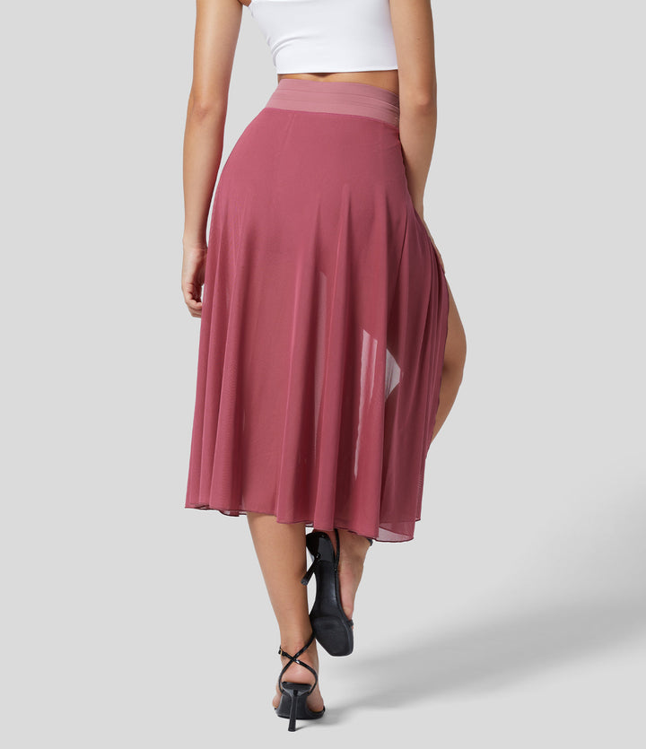 Lässiger und eleganter hochtaillierter Sommerrock, fließend, perfekt für Frauenmode.