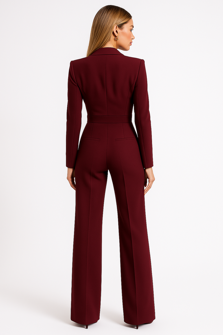 Eleganter Damen Overall mit V-Ausschnitt & weitem Bein. Ideal für festliche Anlässe, Sommer & Frühling.