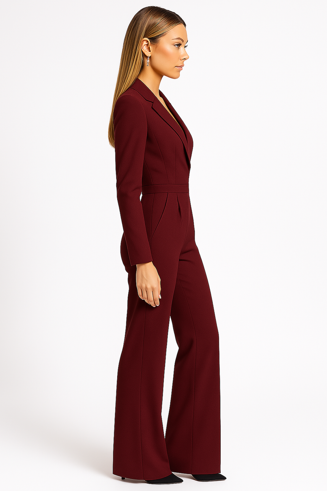 Modischer Damen Jumpsuit mit V-Ausschnitt, weitem Bein. Komfortabel für Business, Abend & Freizeit.