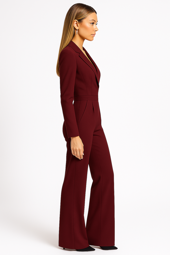 Modischer Damen Jumpsuit mit V-Ausschnitt, weitem Bein. Komfortabel für Business, Abend & Freizeit.