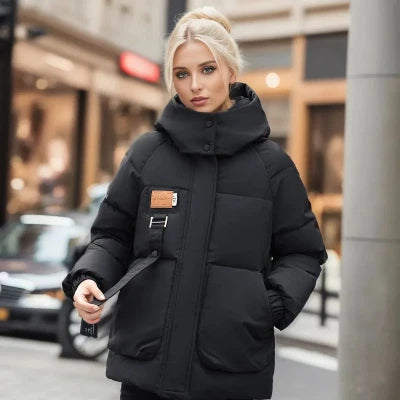 Bequeme Damen Kapuzen-Pufferjacke für optimalen Kälteschutz im Winter. Warme & modische Winterjacke, schlank.