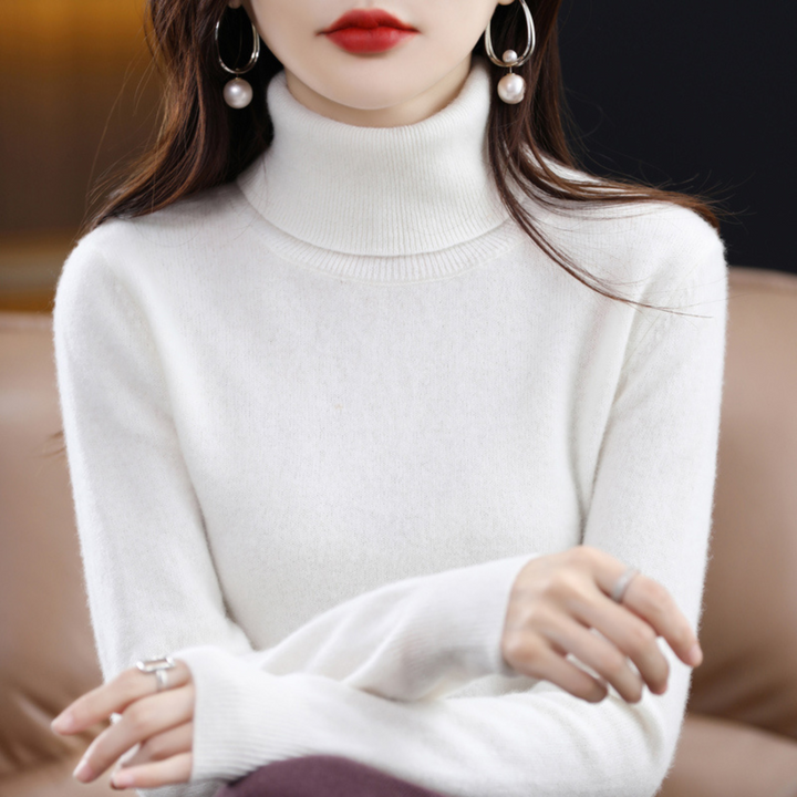 Zeitlos eleganter Damen Rollkragenpullover, ein klassisches Langarm-Basic, unverzichtbar für kalte Winter.
