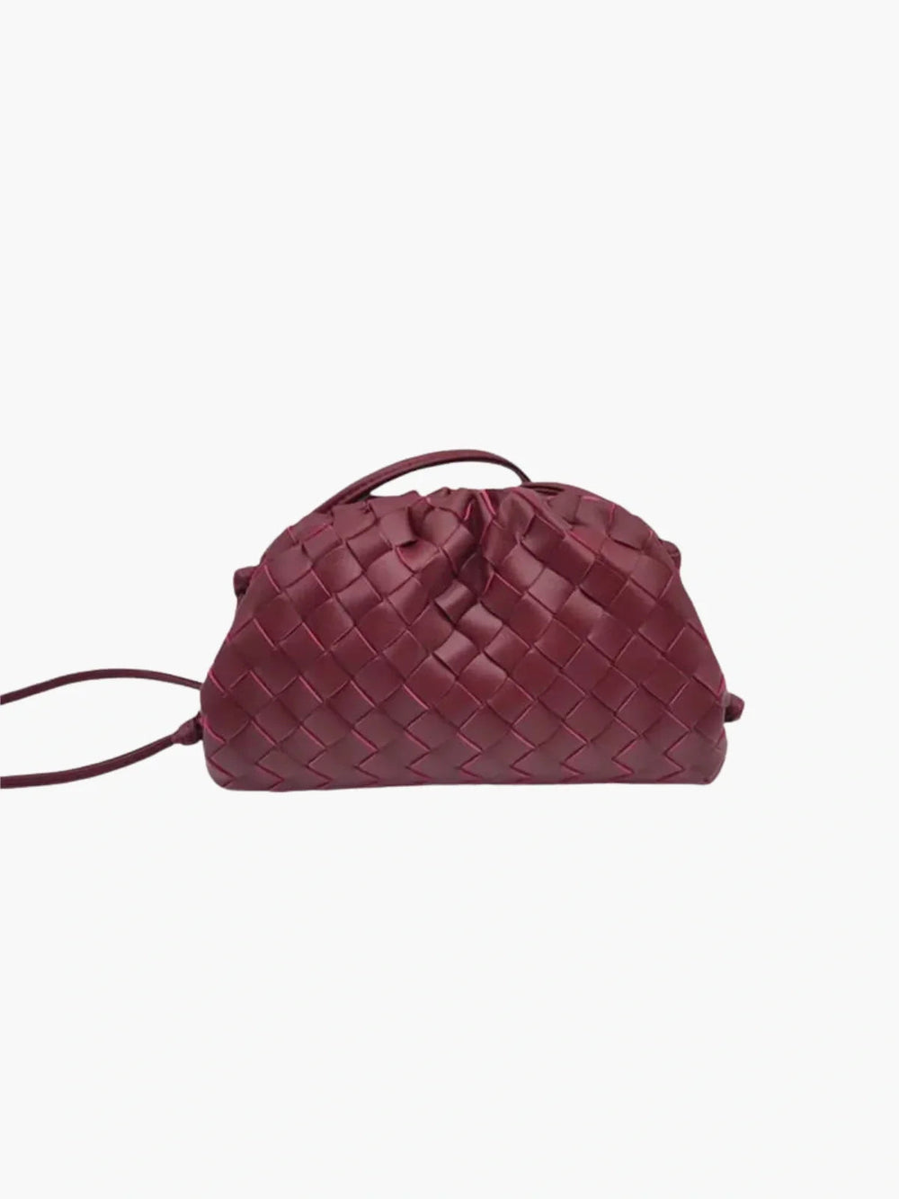Modische Damen Handtasche aus geflochtenem Kunstleder mit Kordelzug, stilvolles Accessoire.