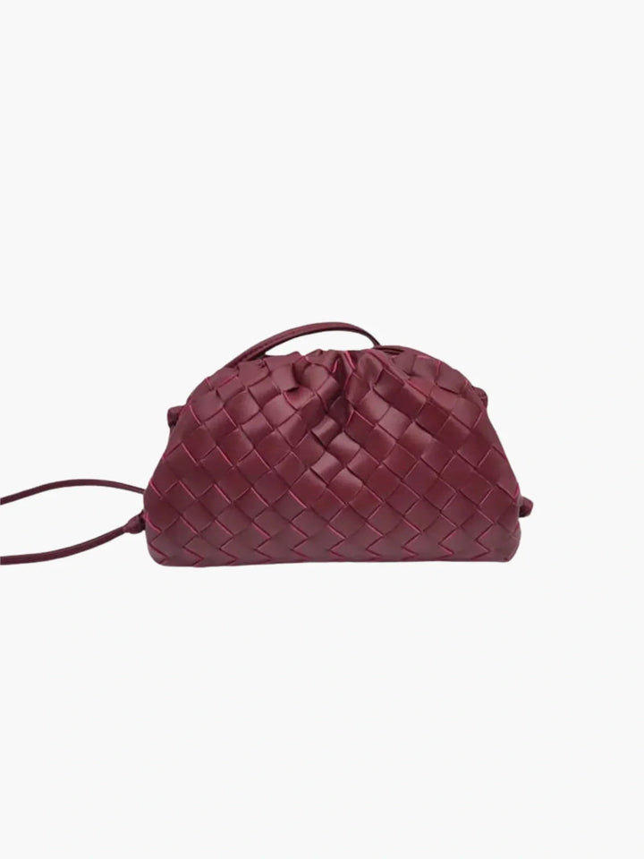 Modische Damen Handtasche aus geflochtenem Kunstleder mit Kordelzug, stilvolles Accessoire.