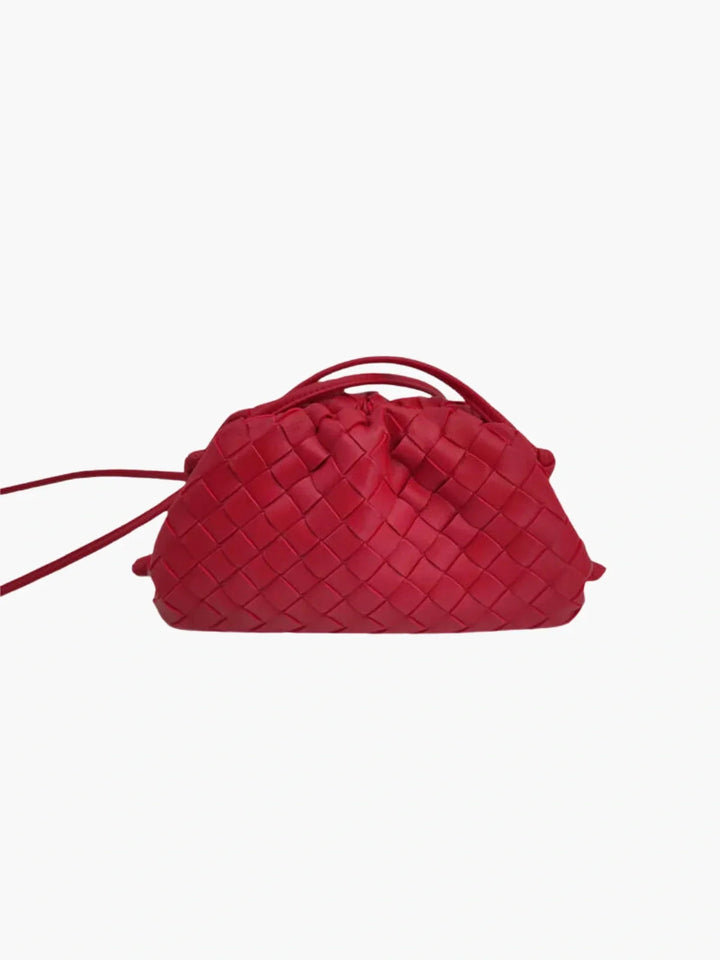 Geflochtene Damen Tasche aus Kunstleder mit Kordelzug, modisches Accessoire für jede Gelegenheit.