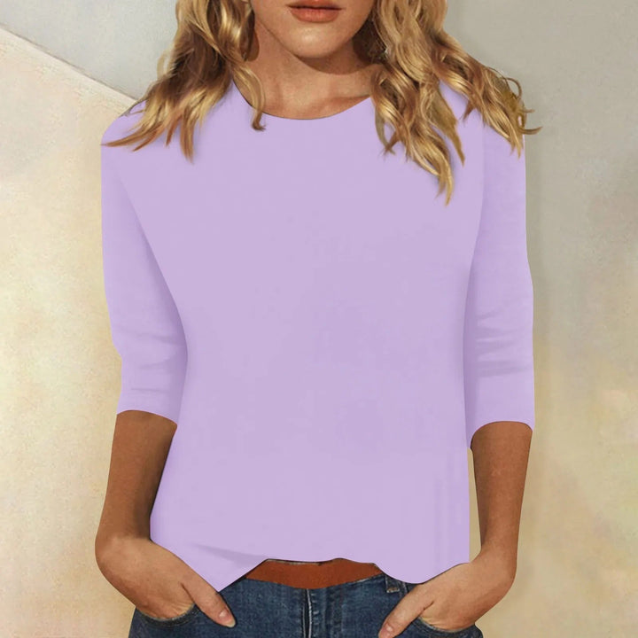 Hellblaues Damen Langarmshirt mit Rundhals, ideal für einen komfortablen Freizeit-Look.