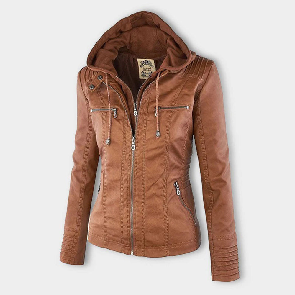 Stilvolle Damen Übergangsjacke mit Kapuze, leicht und atmungsaktiv, ideal für Freizeit.