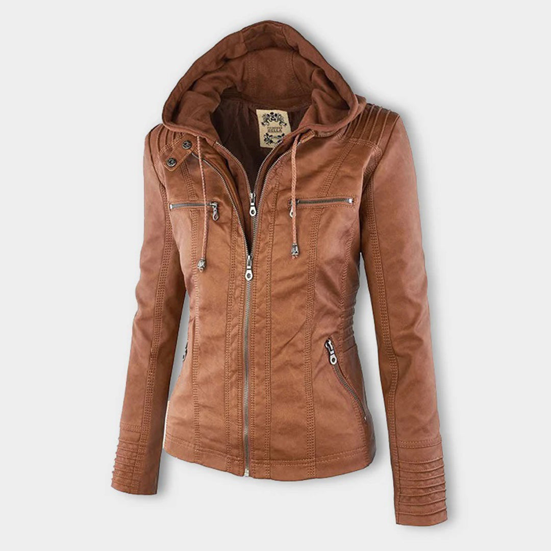 Stilvolle Damen Übergangsjacke mit Kapuze, leicht und atmungsaktiv, ideal für Freizeit.