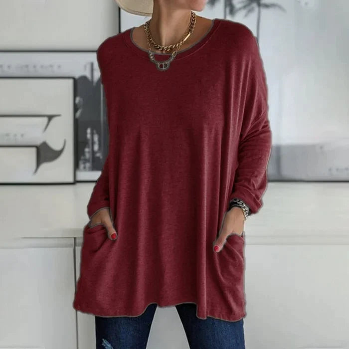Elegantes Basic Damen Oberteil, locker geschnitten, vielseitig kombinierbar und bequem.