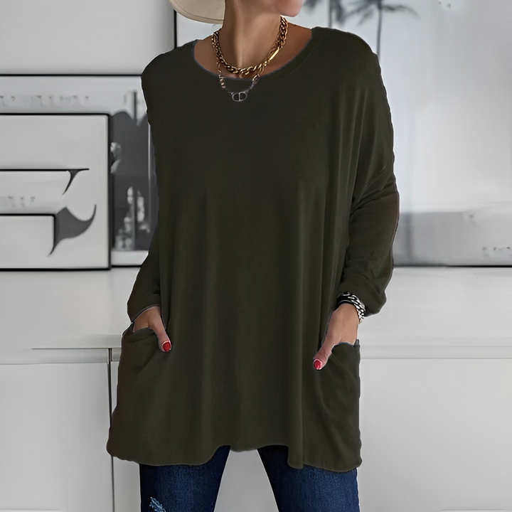 Damen Longpullover, stylisch & komfortabel, mit praktischen Taschen. Dein neues Lieblings-Oberteil.