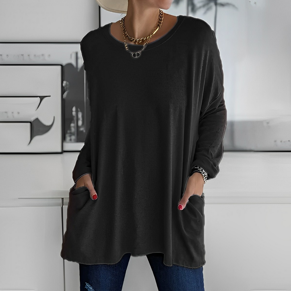 Stylischer Damen Longpullover mit Langarm für Herbst- & Wintermode, elegant und bequem.