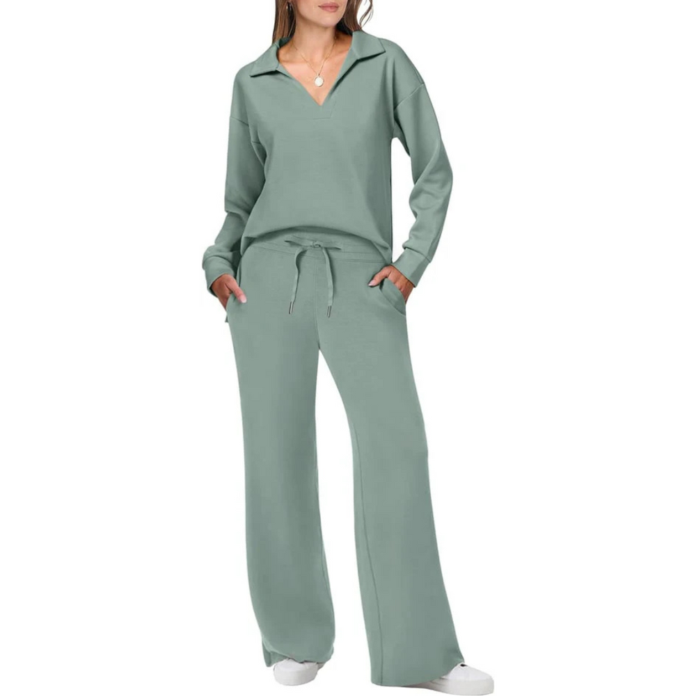 Weiches Damen Freizeit Set mit lockerer Passform. Ideal als Jogginganzug oder Hausanzug für Frühling & Sommer.