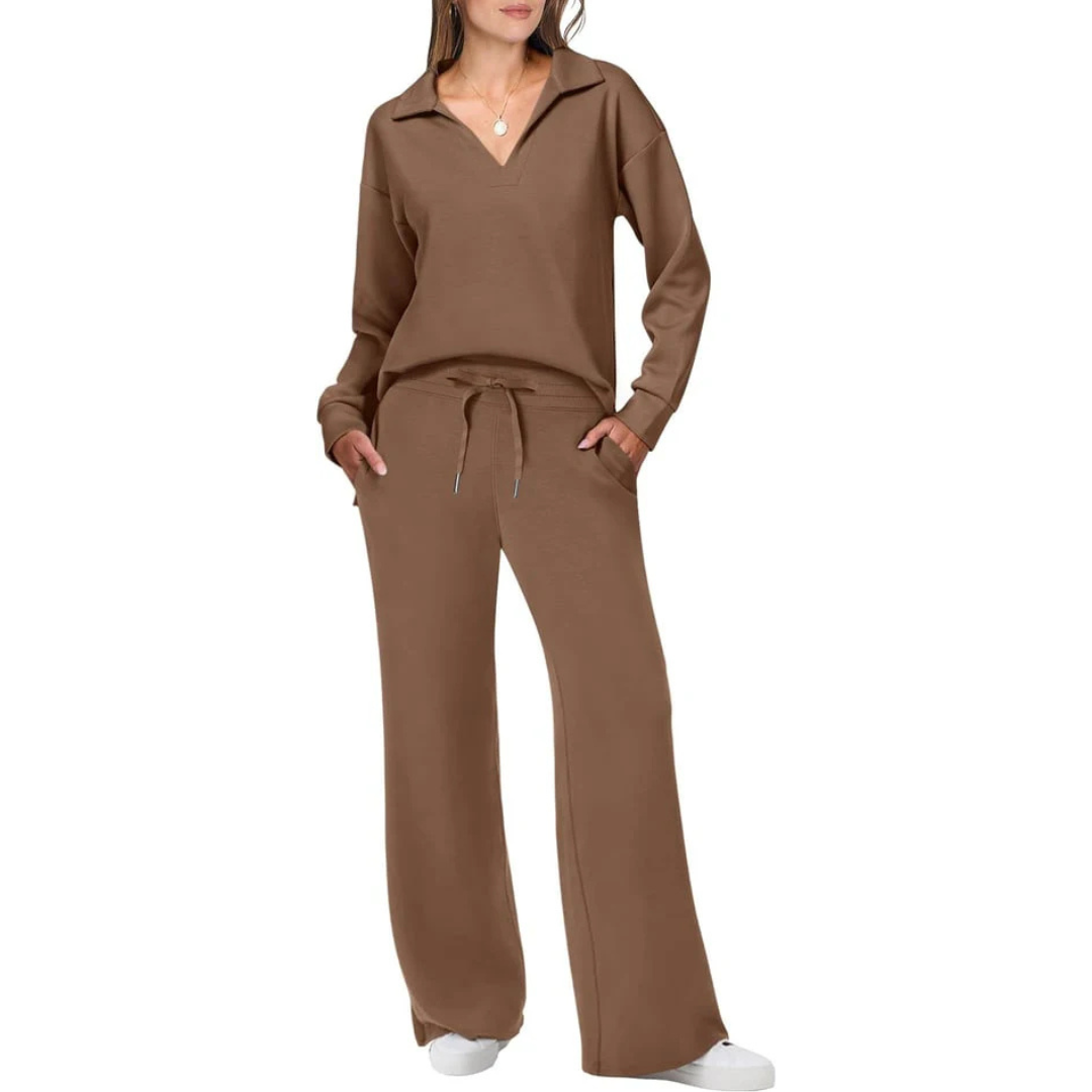 Komfortables Damen Hausanzug Set für Freizeit. Atmungsaktives Loungewear Outfit für gemütliche Stunden.