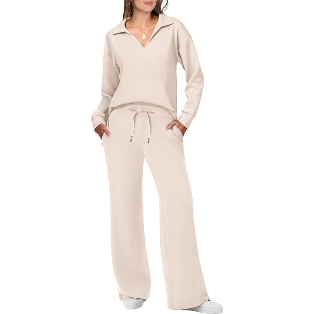 Vielseitiges Damen Loungewear Set: Eleganter Zweiteiler für entspannte Tage & Casual Looks im Frühling/Sommer.