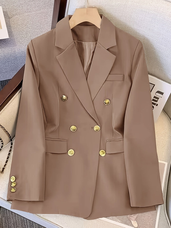 Stilvolle doppelreihige Damen-Blazerjacke, maßgeschneidert. Ideal für Büro und formelle Anlässe.