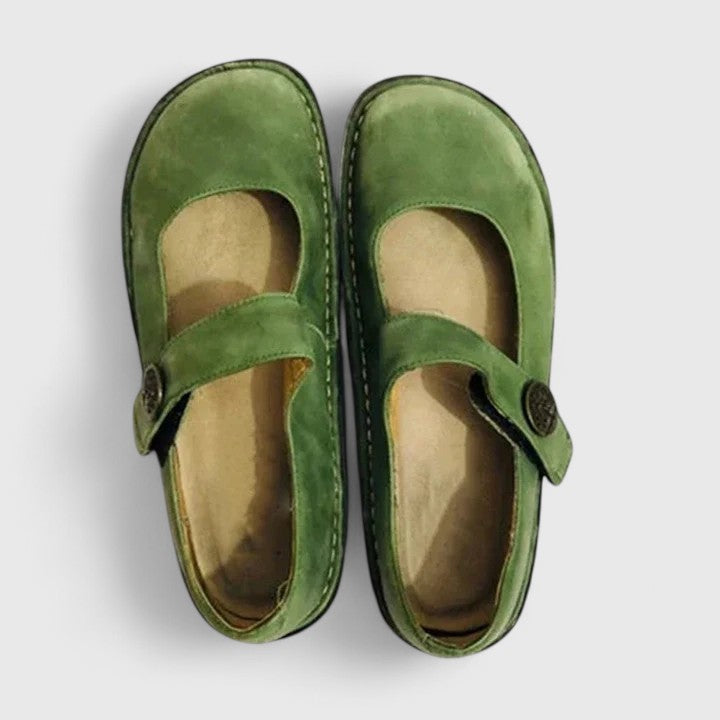 Klassische Mary-Jane Damenschuhe mit Riemen. Bequeme, stilvolle Flachschuhe für Frühling & Alltag.