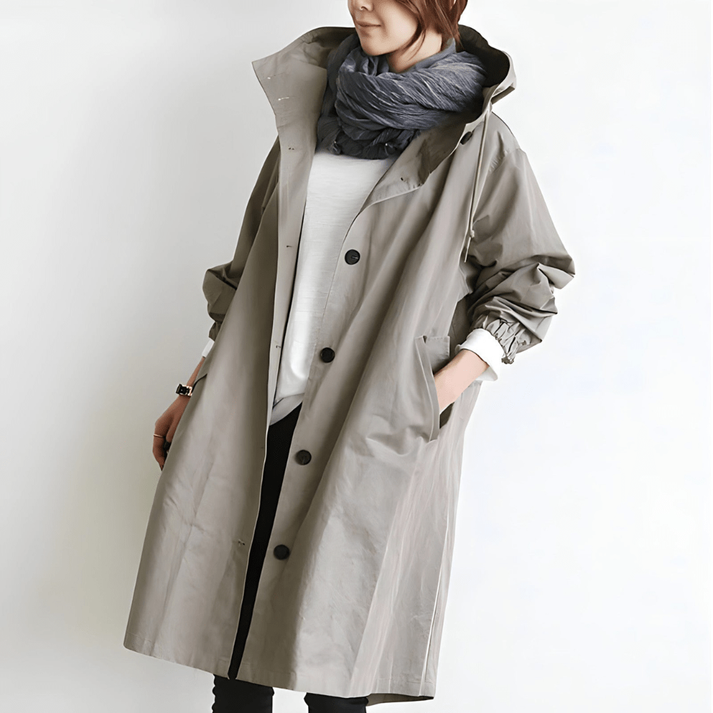 Damen Midilängen-Trenchcoat, lässig elegant. Perfekte Übergangsjacke für Frühling & Herbst.