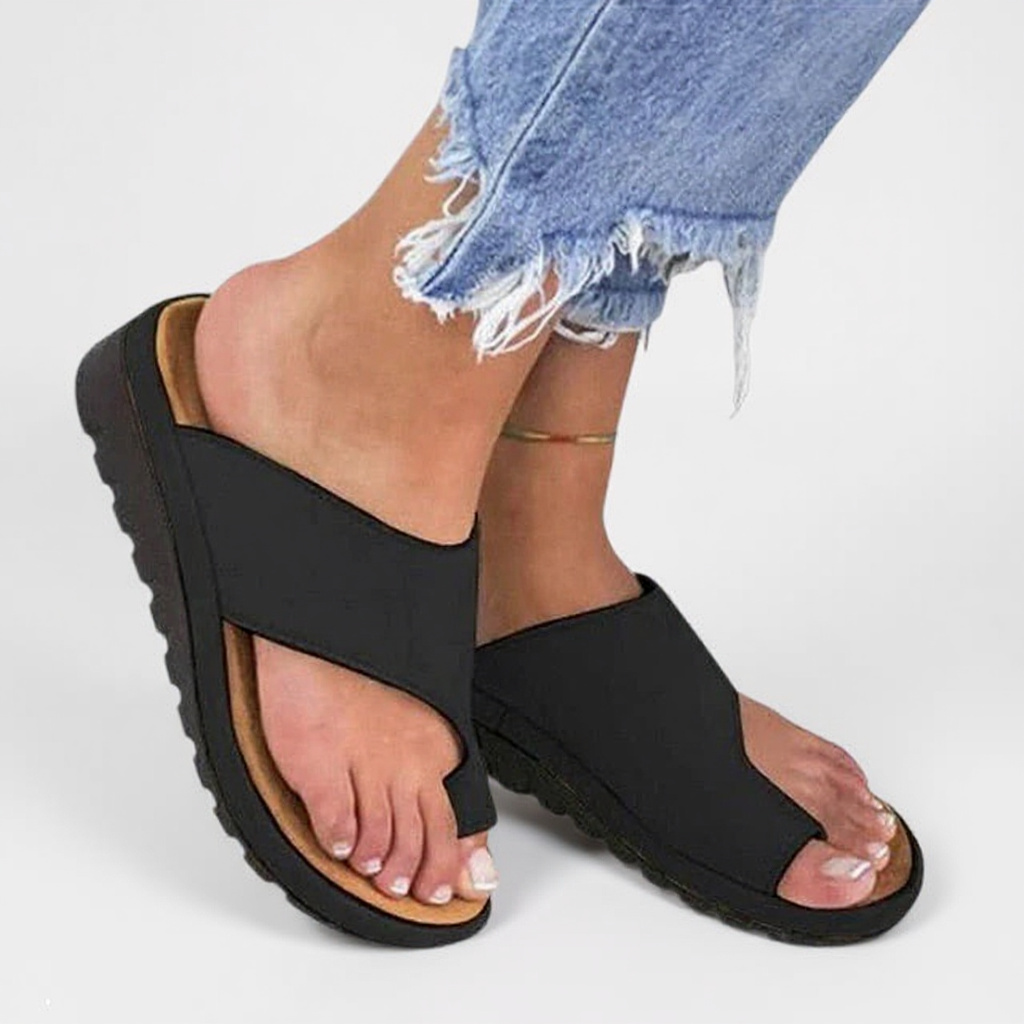 Damen orthopädische Zehentrenner-Sandalen in elegantem Design, ideal für Komfort und Stil im Sommer.