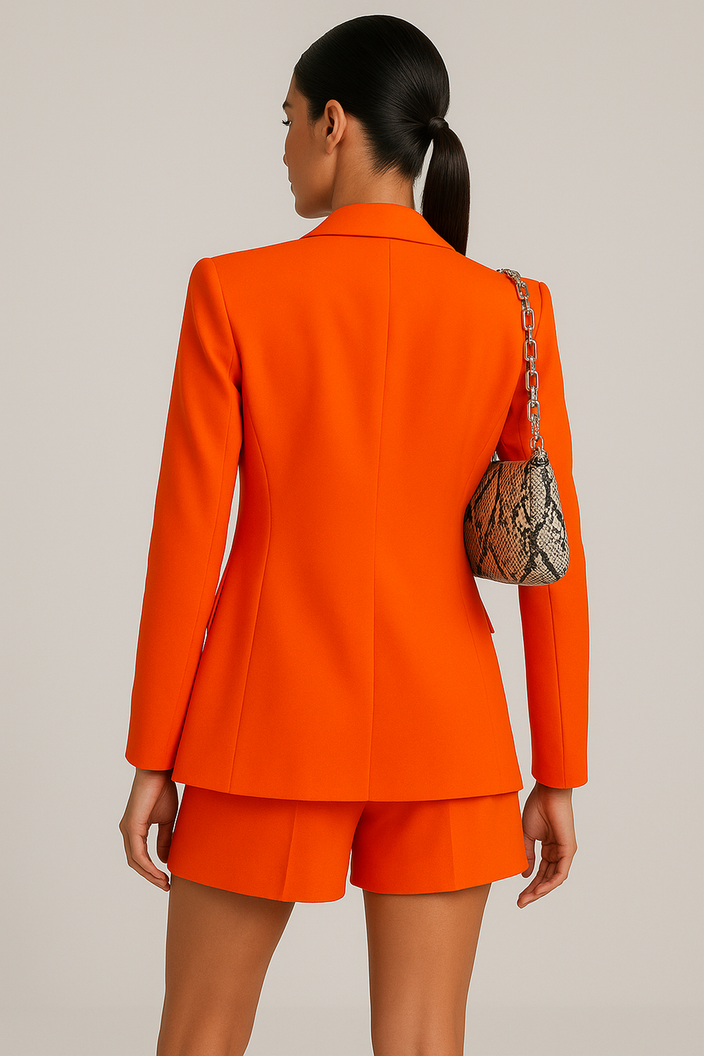 Modisches Damen Sommer Set: Eleganter Oversize Blazer und High-Waist Shorts, ideal für festliche Looks.