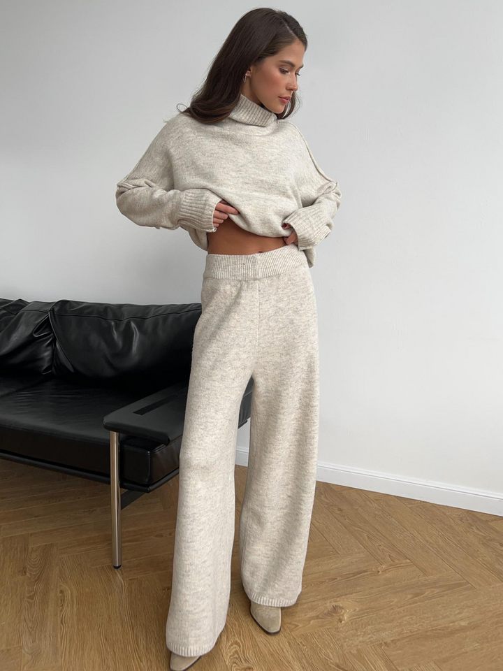 Stilvolles & bequemes Damen Oversize Frühlings Set, Zweiteiler in Beige für Casual-Mode.