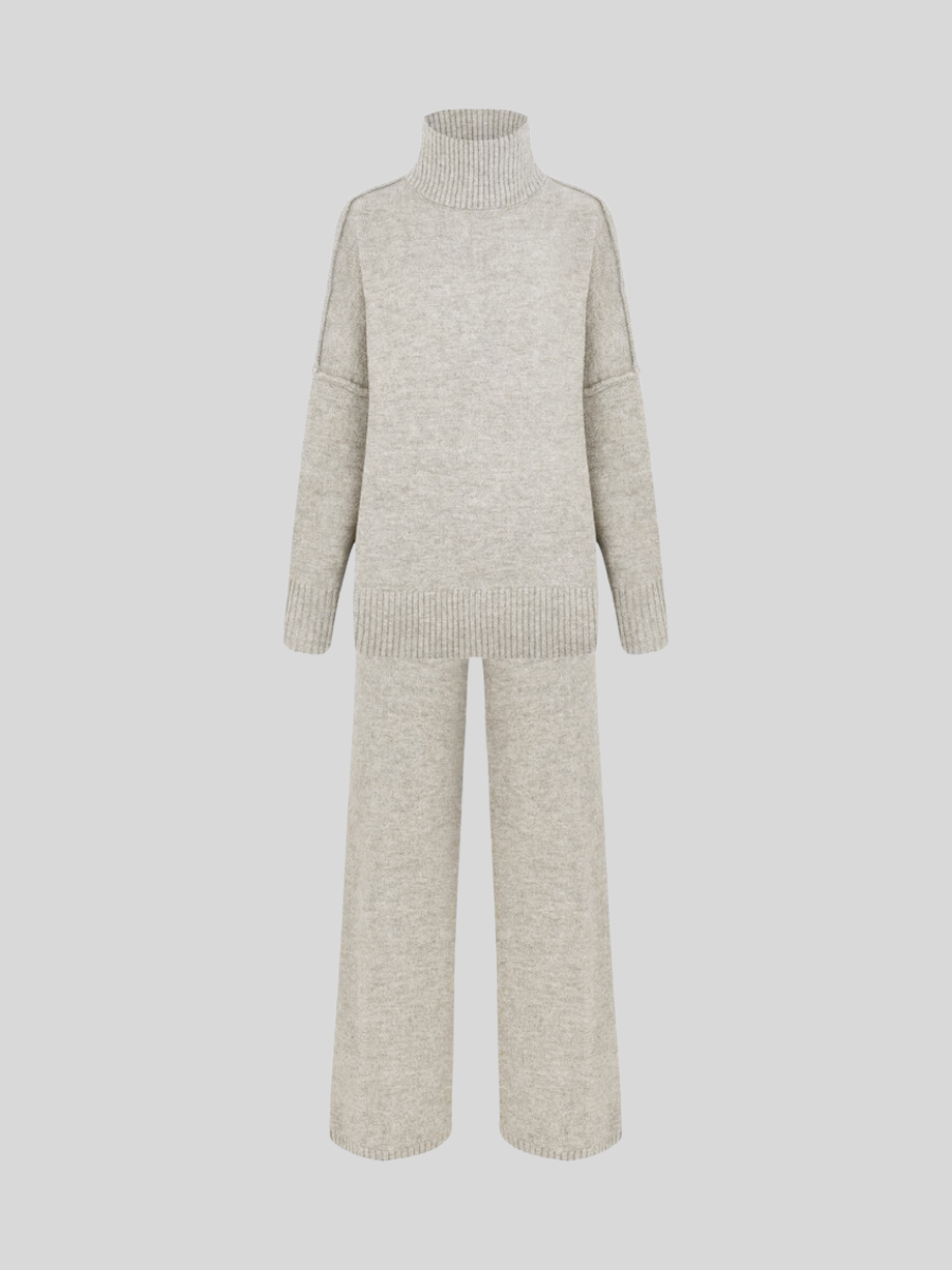 Gemütliches Damen Oversize Frühlings Set, Zweiteiler in Beige, perfekt für Casual-Looks.