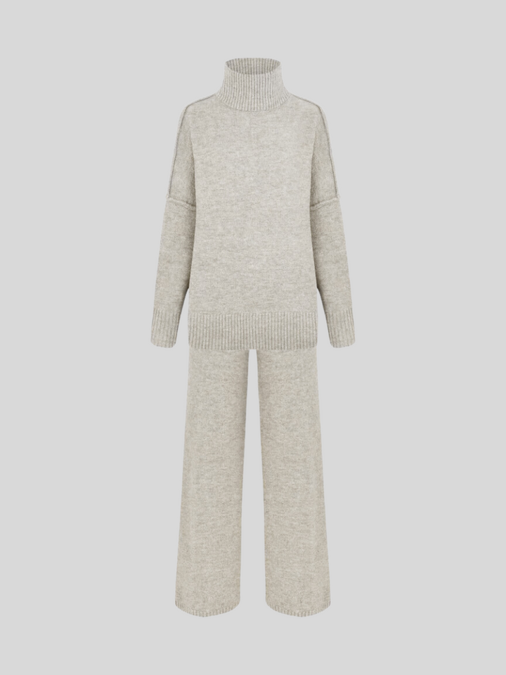 Gemütliches Damen Oversize Frühlings Set, Zweiteiler in Beige, perfekt für Casual-Looks.