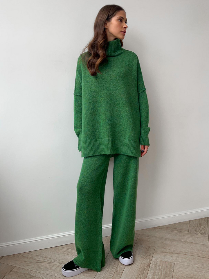 Komplettes Damen Oversize Frühlings-Set, Zweiteiler in Braun, stilvoll & komfortabel.