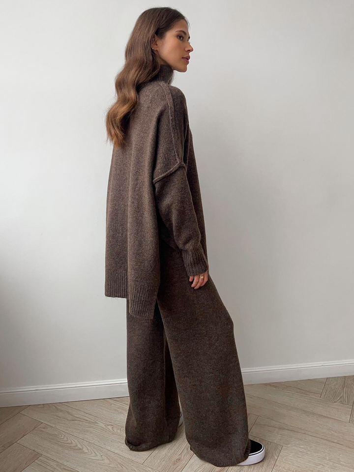 Casual Damen Oversize Set, brauner Zweiteiler für den Frühling, stilvoll & komfortabel.