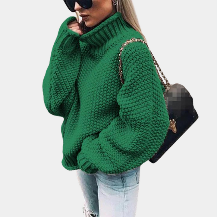 Trendiger Damen Oversize Rollkragenpullover, atmungsaktives Langarm-Oberteil, lässig und bequem für den Frühling.