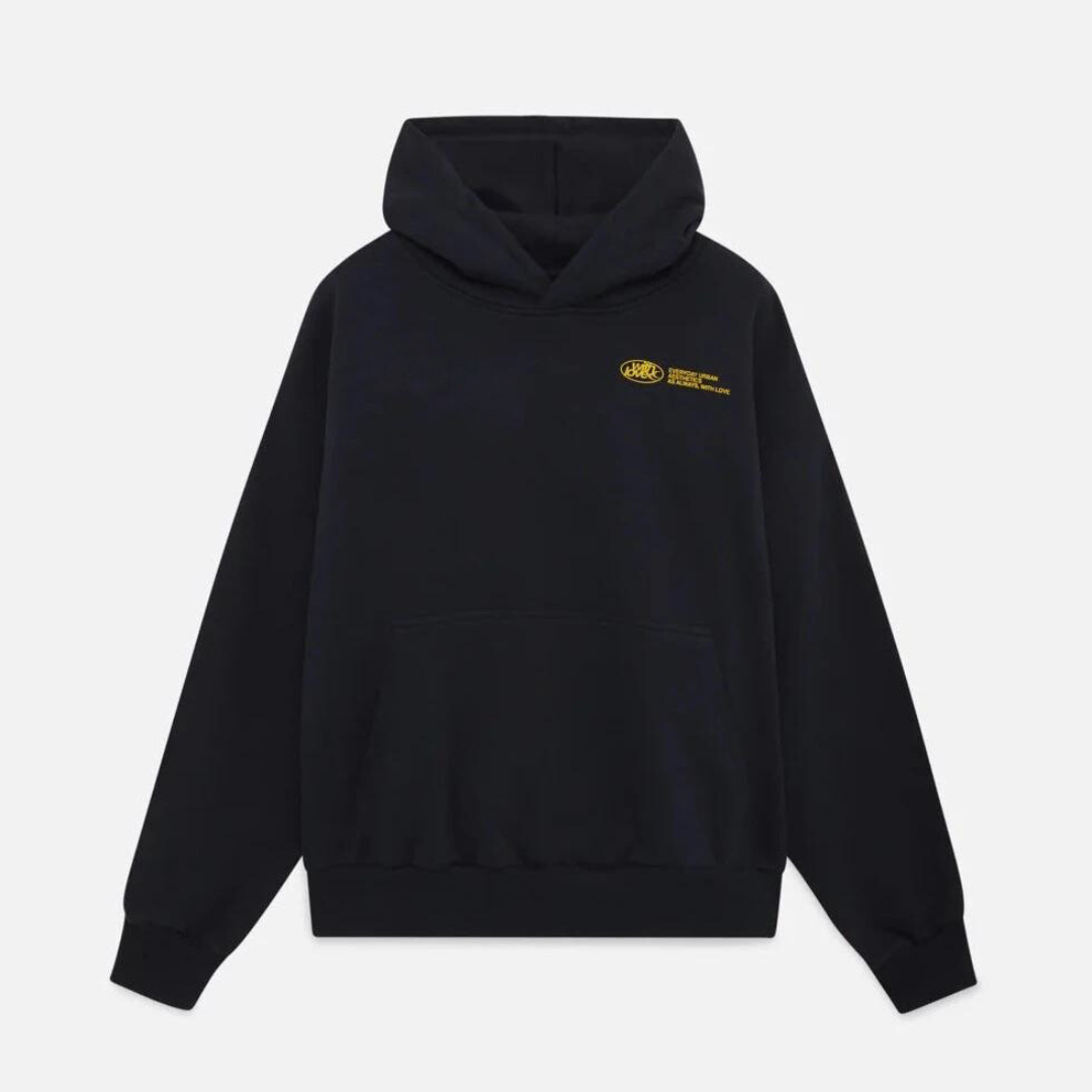 Dunkelblauer Oversized Hoodie für Damen, weite Passform, bequeme Freizeitkleidung.