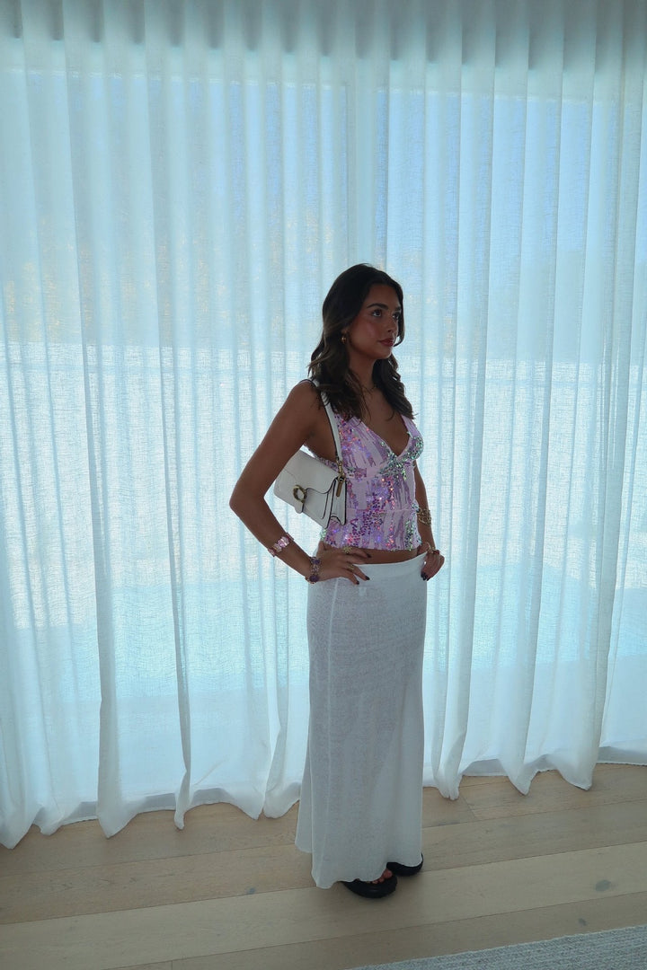 Glitzerndes Damen Cami Top mit Pailletten, festlich & stylisch. Dein Funkelndes Party Oberteil für Frühling & Sommer.