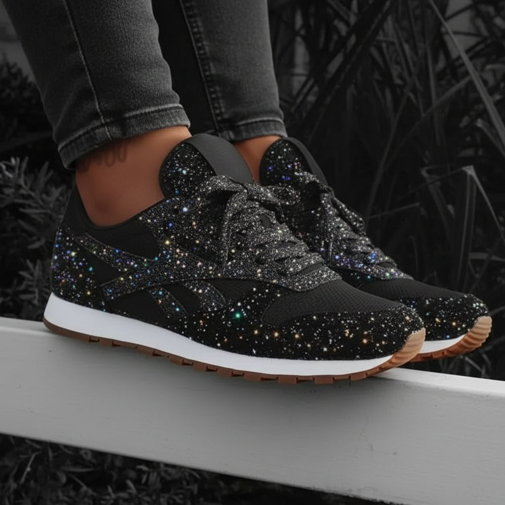 Damen Pailletten Schuhe, glitzernd, für eleganten Alltags-Look. Bequeme Freizeitsneakers mit Glitzer-Effekt.