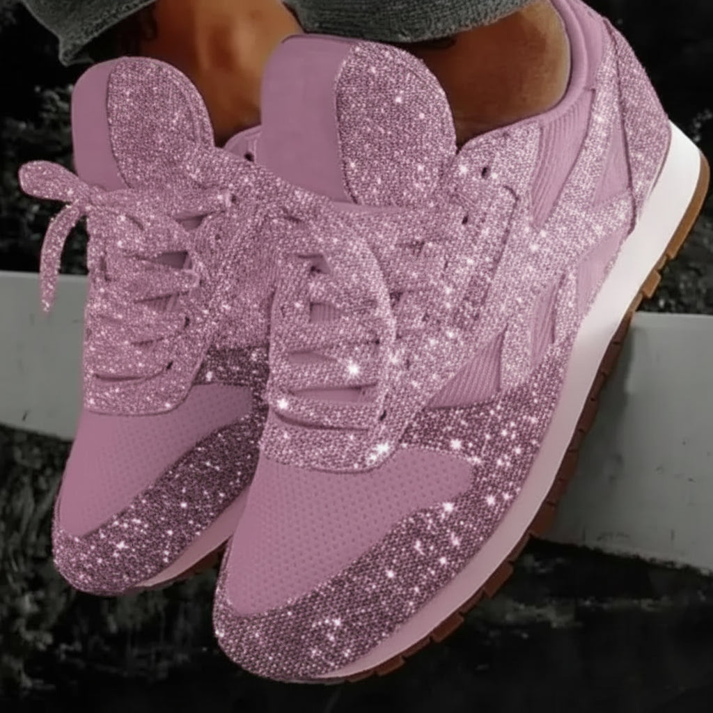 Modische Damen Glitzer-Sneakers mit Pailletten für urbane Freizeit. Farbig, bequem und elegant für den Alltag.