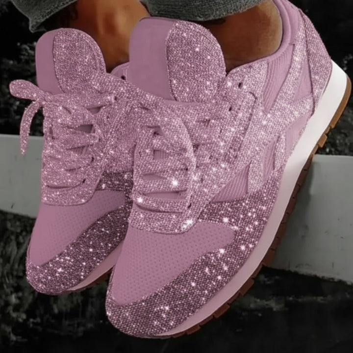 Modische Damen Glitzer-Sneakers mit Pailletten für urbane Freizeit. Farbig, bequem und elegant für den Alltag.