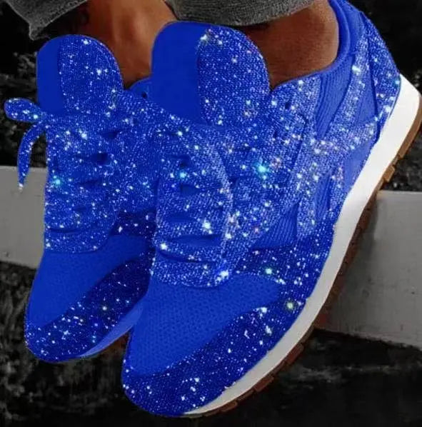 Bequeme Damen Pailletten Schuhe für Freizeit und Alltag. Glitzernde Sneakers im eleganten, farbigen Design.