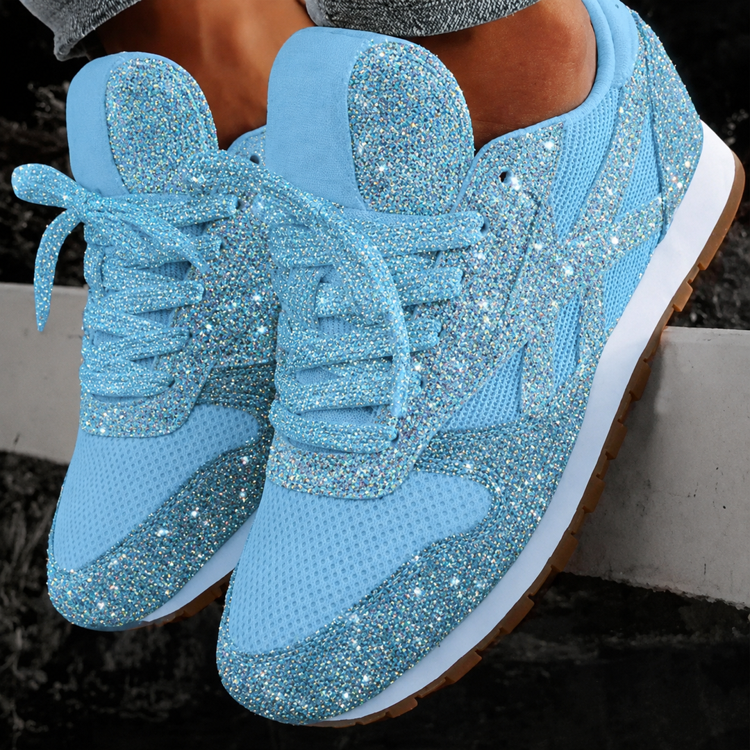 Farbige Damen Glitzer-Pailletten Schuhe. Vielseitige, bequeme Sneakers für Mode und Freizeit im Alltag.