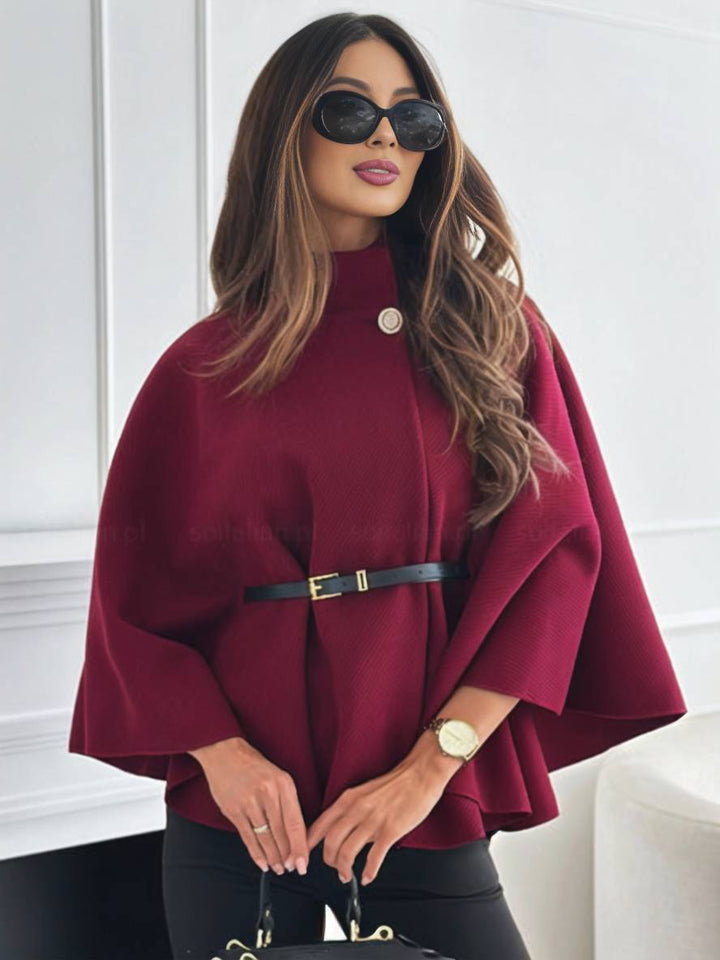 Damen Ponchojacke mit Gürtel & Fledermausärmeln für stilvolle Herbstlooks.