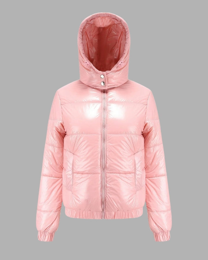 Trendige Damen Pufferjacke mit hohem Kragen & Reißverschluss, perfekte leichte Übergangsjacke für Frühling.