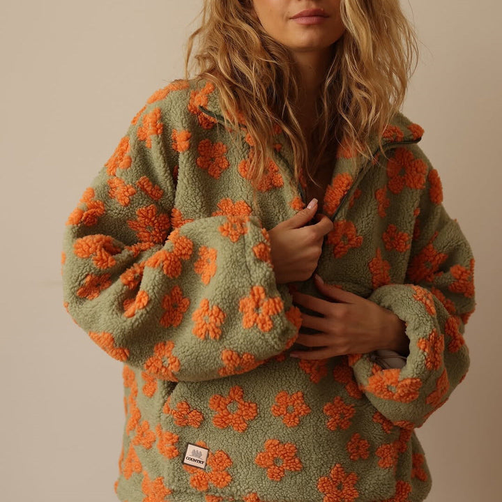 Eleganter Damen Pullover mit Blumenprint, locker geschnitten für täglichen Komfort im Herbst.