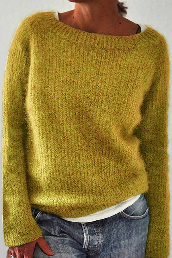 Lässiger Damen Pullover mit O-Ausschnitt & langen Ärmeln. Gemütlich & vielseitig für Herbst & Winter.
