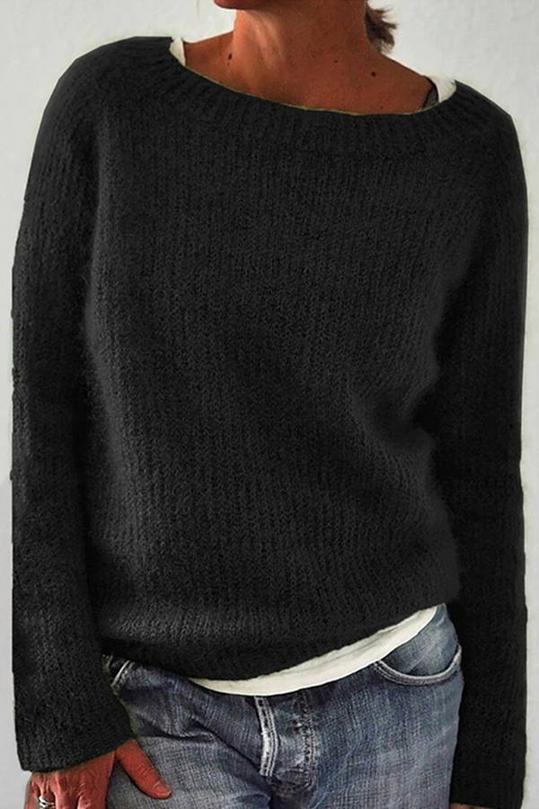 Vielseitiger Damen Freizeit Pullover. Locker geschnitten, mit O-Ausschnitt. Komfortable Herbst- & Wintermode.