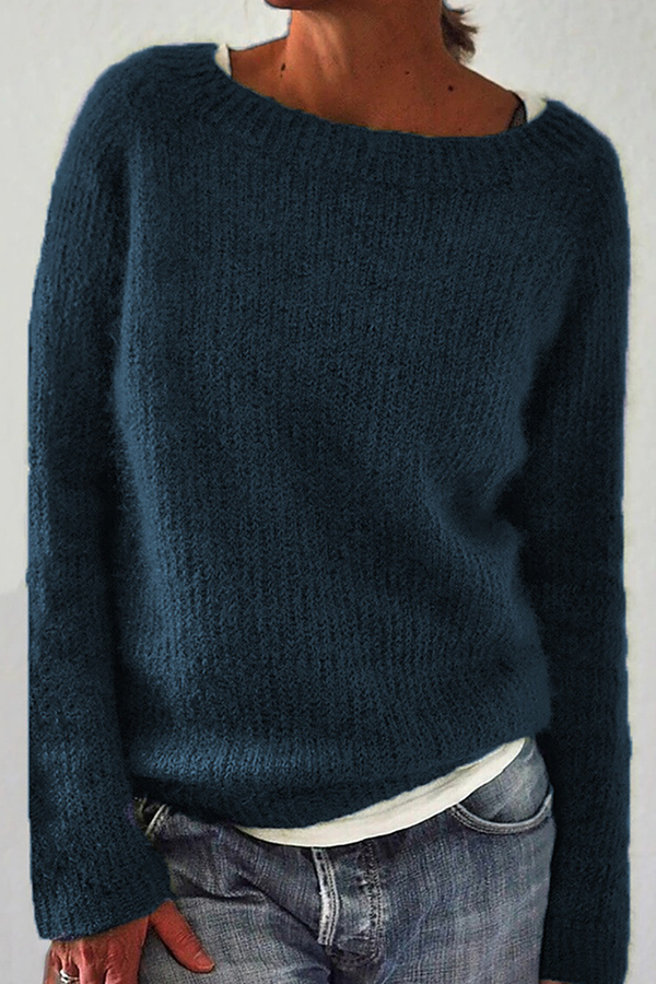 Gemütlicher Damen Strickpullover O-Ausschnitt, locker sitzend. Einfarbig & alltagstauglich für kühle Tage.