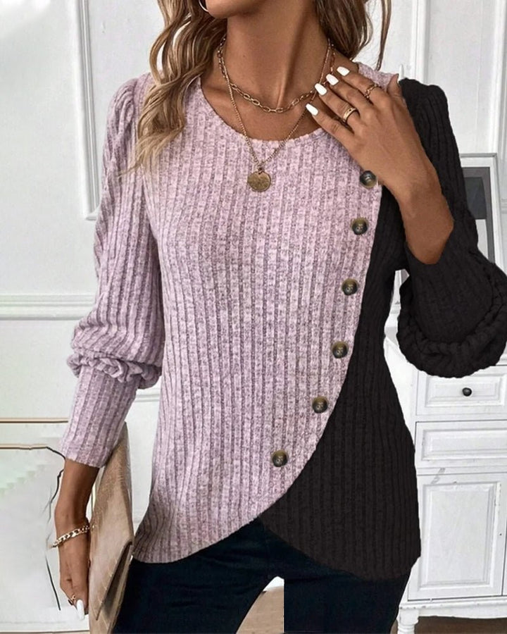 Damen Rippen-Oberteil mit eleganter Knopfleiste für vielseitigen Casual-Komfort.