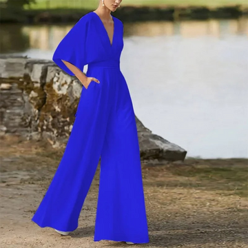 Damen Ärmelloser Jumpsuit mit weitem Bein. Eleganter Overall für Freizeit & festliche Anlässe, Frühlings- & Sommermode.