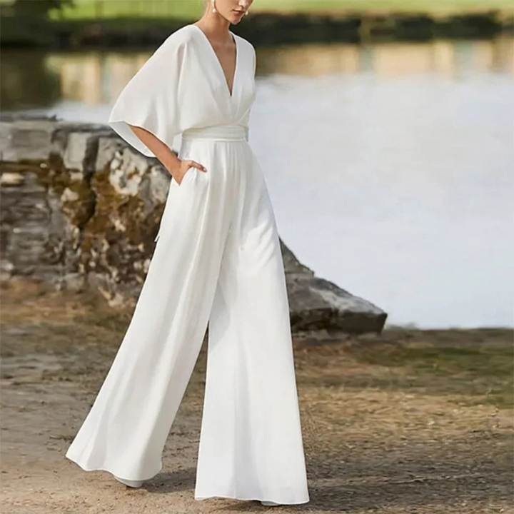 Damen Jumpsuit mit weitem Bein, ärmellos. Komfortabler und stilvoller Overall, ideal für Frühling, Sommer & Herbst.