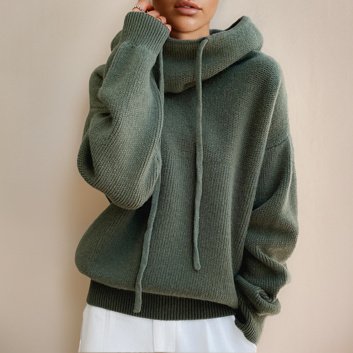Damen Rollkragen-Hoodie in lockerer Passform, weich und lässig für Komfort im Herbst. Perfekter Basic-Kapuzenpullover.