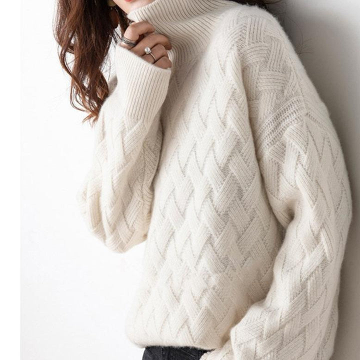 Damen Rollkragenpullover aus Strick für Frühling und Übergangszeit, elegantes Basic Oberteil, langärmlig, vielseitig.
